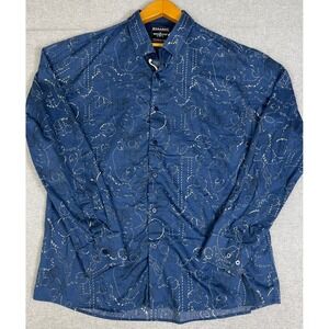Barabas‎ Button Down Shirt Mens XL Blue Excellent Long Sleeve Nautical Print